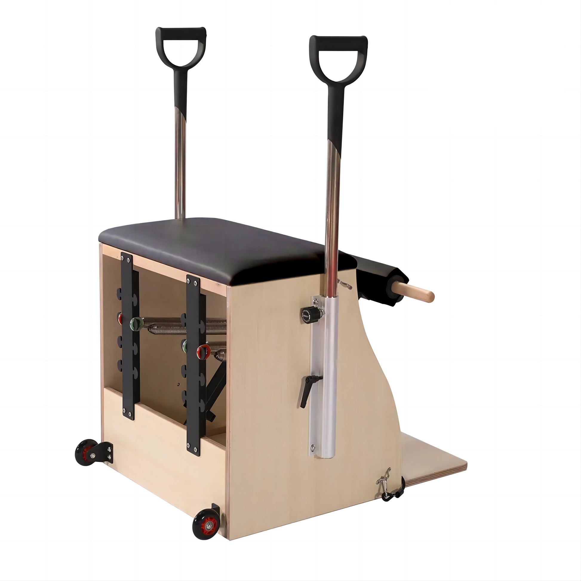 Wunder Pilates Pro Split-Pedal Stability Combo Chair with Handles Mapl